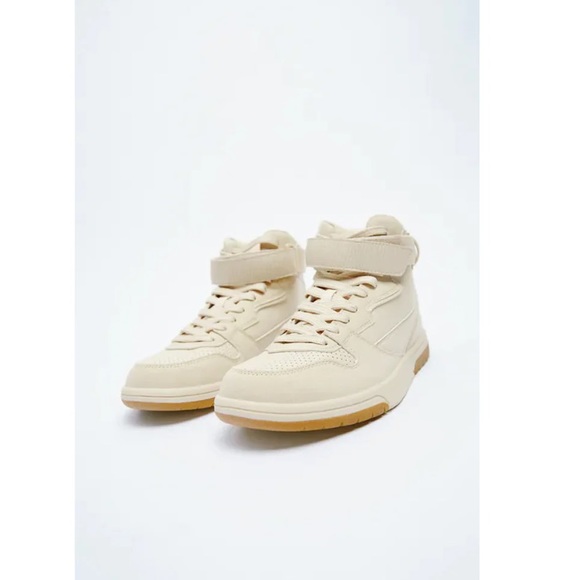 EUC Zara High-top Trainers Beige size EU 37 - Picture 1 of 9